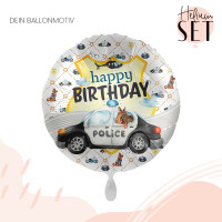 Vorschau: Police Academy Birthday Ballonbouquet-Set mit Heliumbehälter