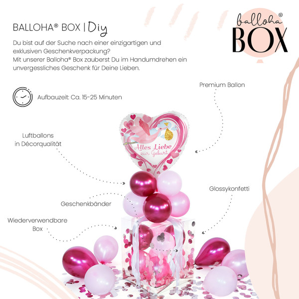 Balloha Geschenkbox DIY Alles Liebe zur Geburt Pink XL 3