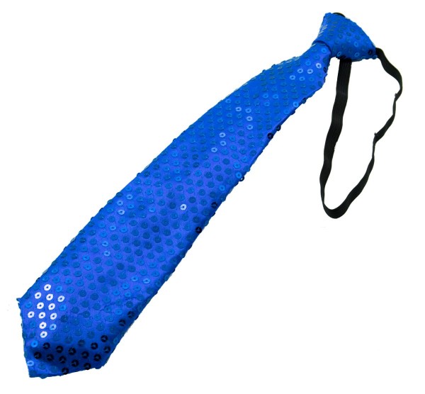 Niebieski krawat z cekinami z diodą LED
