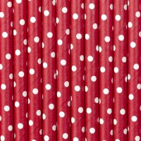 Preview: 10 dotted paper straws red 19.5cm