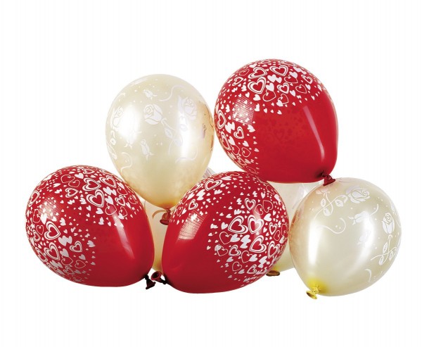8 palloncini "amore-felività" rossi e oro 15cm