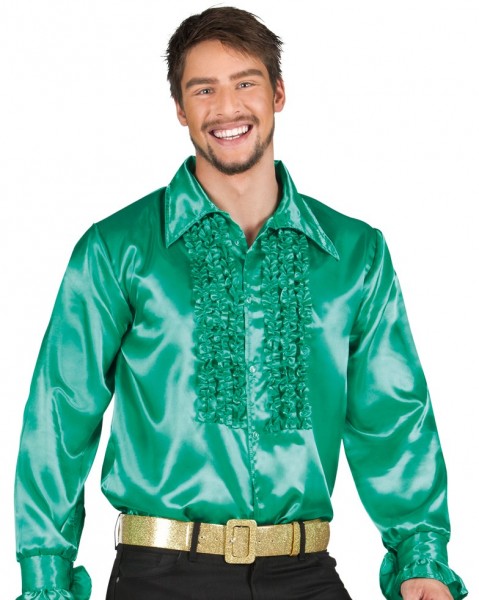 Camisa verde esmeralda con volantes Angelo