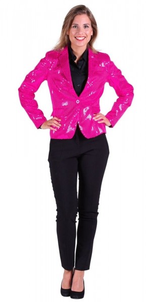 Pink glitter sequin blazer for women