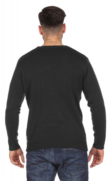 Czarny świąteczny sweter męski z głową renifera