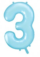 Anteprima: Palloncino foil numero 3 azzurro cielo 86 cm