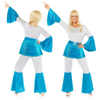 Vista previa: Disfraz de reina disco años 70 para mujer azul