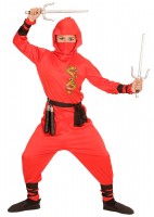 Oversigt: Ninja fighter børns kostume i rødt