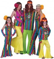 Preview: Love & Peace Rainbow Hippie costume for children