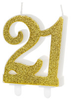 Voorvertoning: Glanzende verjaardagsnummer 21 taartkaars 7,5 cm