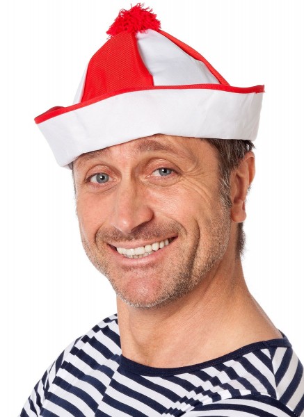 Sombrero marinero Pipot en blanco y rojo