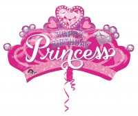 Födelsedagsballong glitter prinsesskrona XL