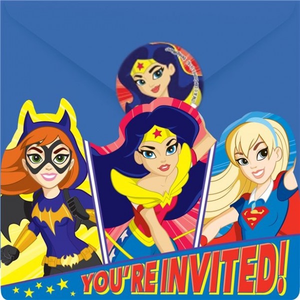 8 DC superhelte invitationskort