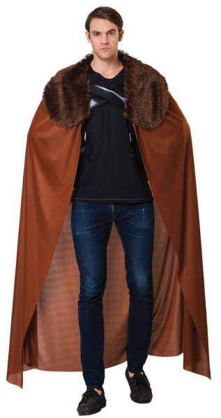 Brown nobleman cloak with fur collar