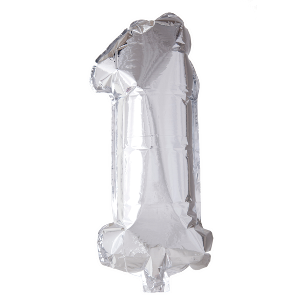 Folienballon Zahl 1 silber, 40 cm