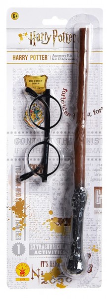 Varita mágica y gafas de Harry Potter
