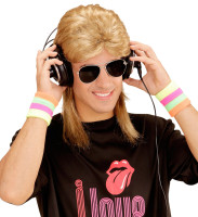 Preview: Blonde mullet wig with glasses