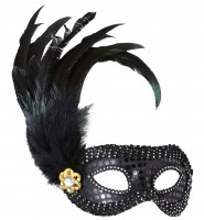 Preview: Ornate nera eye mask with feathers