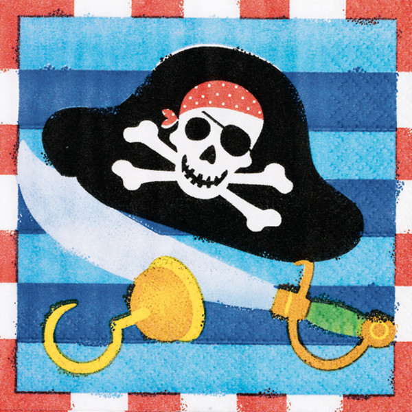 16 serviettes trésor pirate 25cm