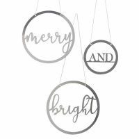 3 Merry and Bright Christmas Acryl Hängedeko