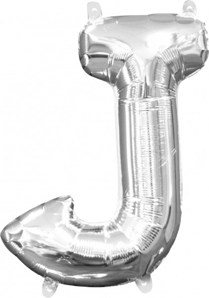 Mini folie ballon letter J zilver 40cm