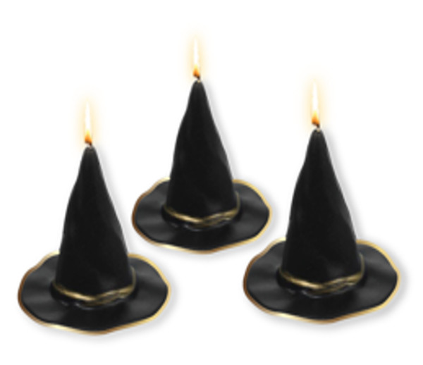 3 velas con motivos - temporada de brujas