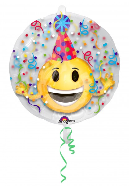 Geburtstagsballon Lachender Smiley rund