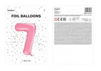 Oversigt: Nummer 7 folie ballon lyserød 86cm