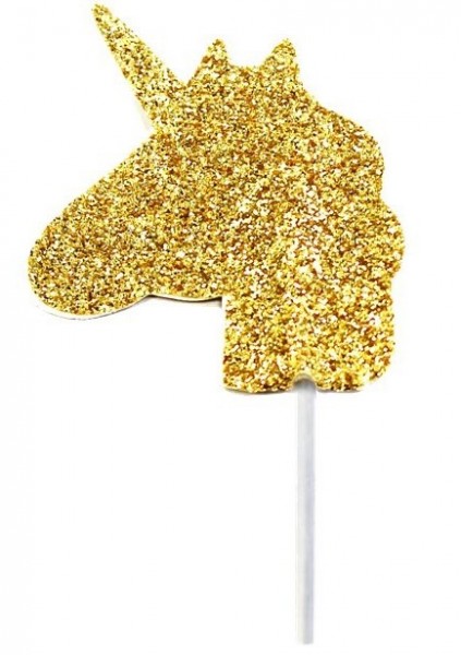 12 pinchos de cupcake de unicornio brillante dorado 3,5 cm