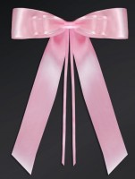 Widok: 4 satynowe wstążki dekoracyjne w kolorze różowym 14 cm