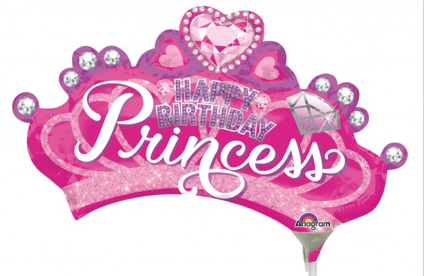 Geburtstagsstabballon Glitzer Princess Krone XL 2