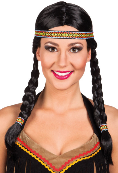 Perruque indienne avec bandeau ethnique