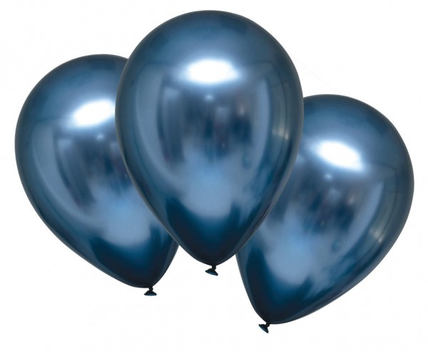 6 glanzende satijnen ballonnen blauw 27,5 cm