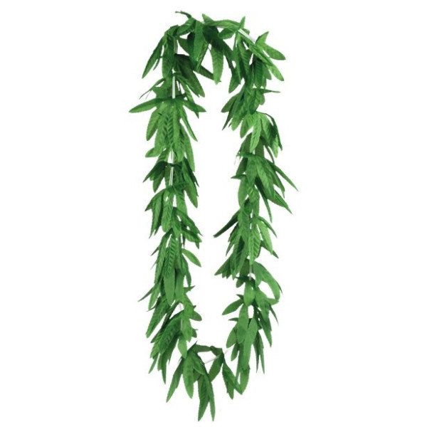 Cadena de hojas de cáñamo verde