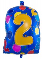 Oversigt: Farverig folieballon 2. fødselsdagsfest
