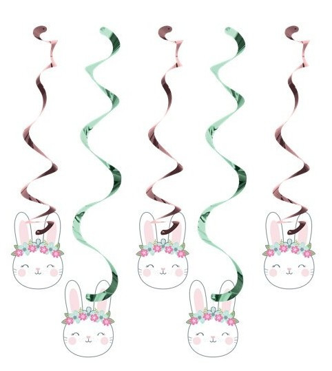 5 party bunnies spiral hangers