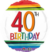 Folieballon Farverig 40-års fødselsdag