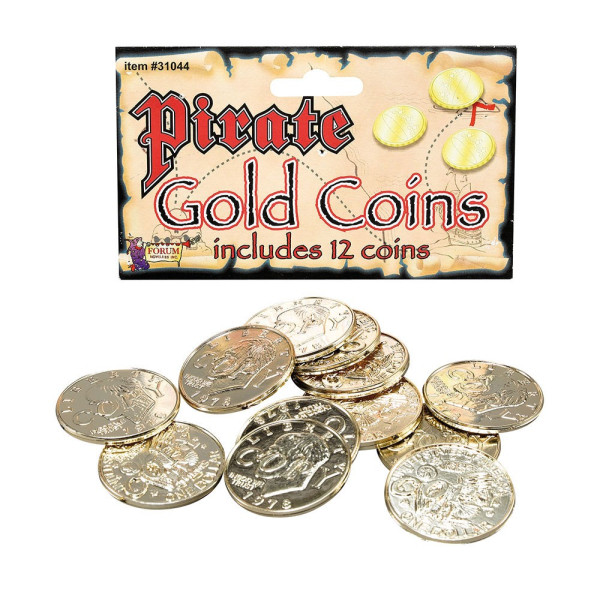 12 pirate treasure gold coins