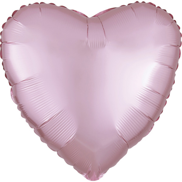 Satin hjärta ballong pastell rosa 43cm