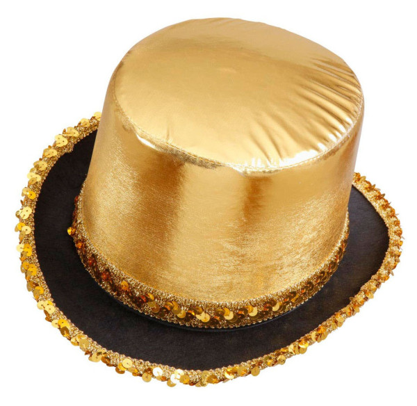 Metallisk hög hatt guld med paljetter