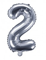 Voorvertoning: Nummer 2 folieballon zilver 35cm