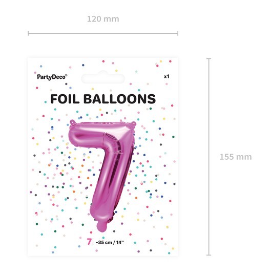 Zahl 7 Folienballon fuchsia 35cm 3