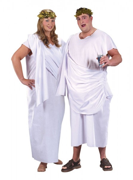 Hvid romersk toga-kostume