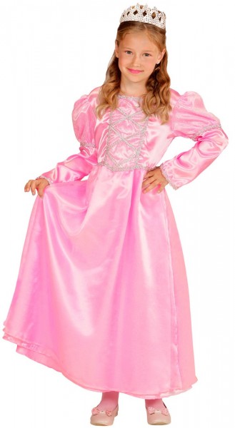 Lyserød prinsessekjole til børn med krone
