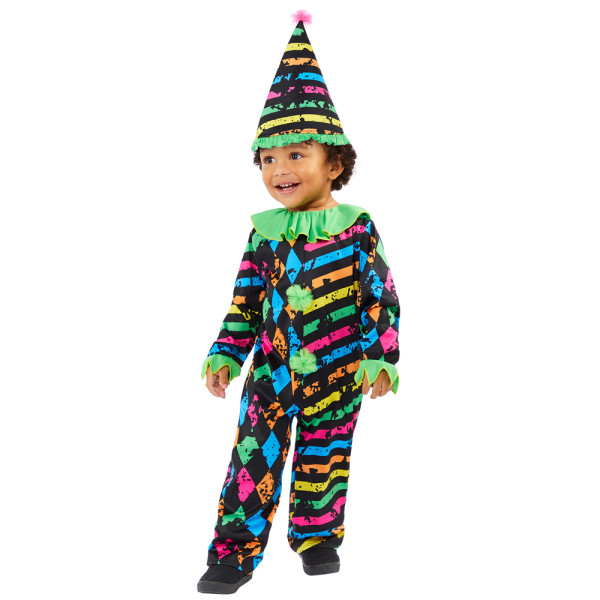 Mini kostium neonowego klauna z horroru dla dzieci