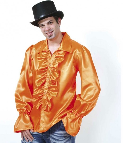 Camisa con volantes para hombre naranja