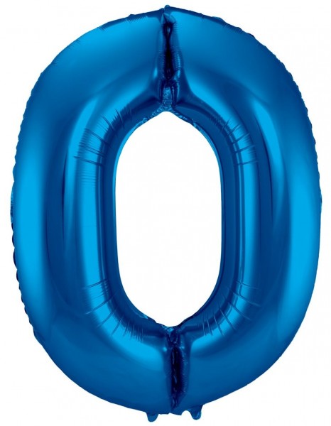 Folieballon groot nummer 0 blauw 86cm