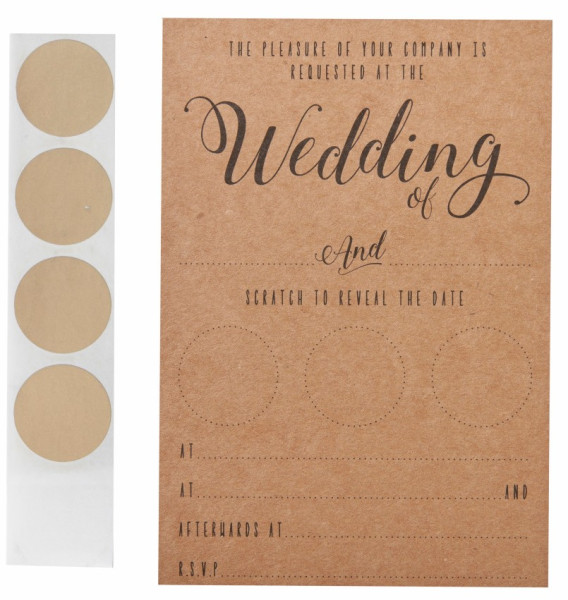10 tarjetas de invitación de boda Vintage Scratch