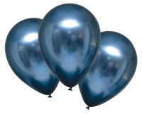 6 Shiny Satin Luftballons blau 27,5cm