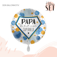 Vorschau: Papa unser Superheld Ballonbouquet-Set mit Heliumbehälter