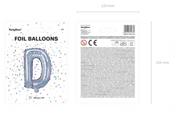 Holographic D foil balloon 35cm 2
